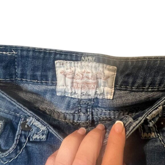 Big Star Womens Slim Bootcut Distressed Jeans Embroidered Pockets Size 26R - Picture 5 of 8
